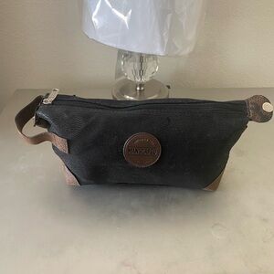 Black and Brown Toiletry Bag with Leather Accents